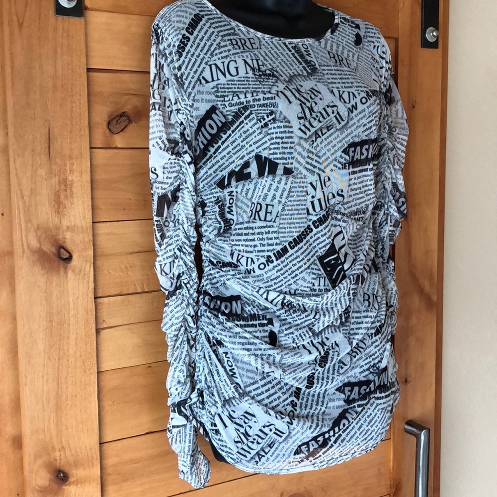Sheer “Newsprint” Top